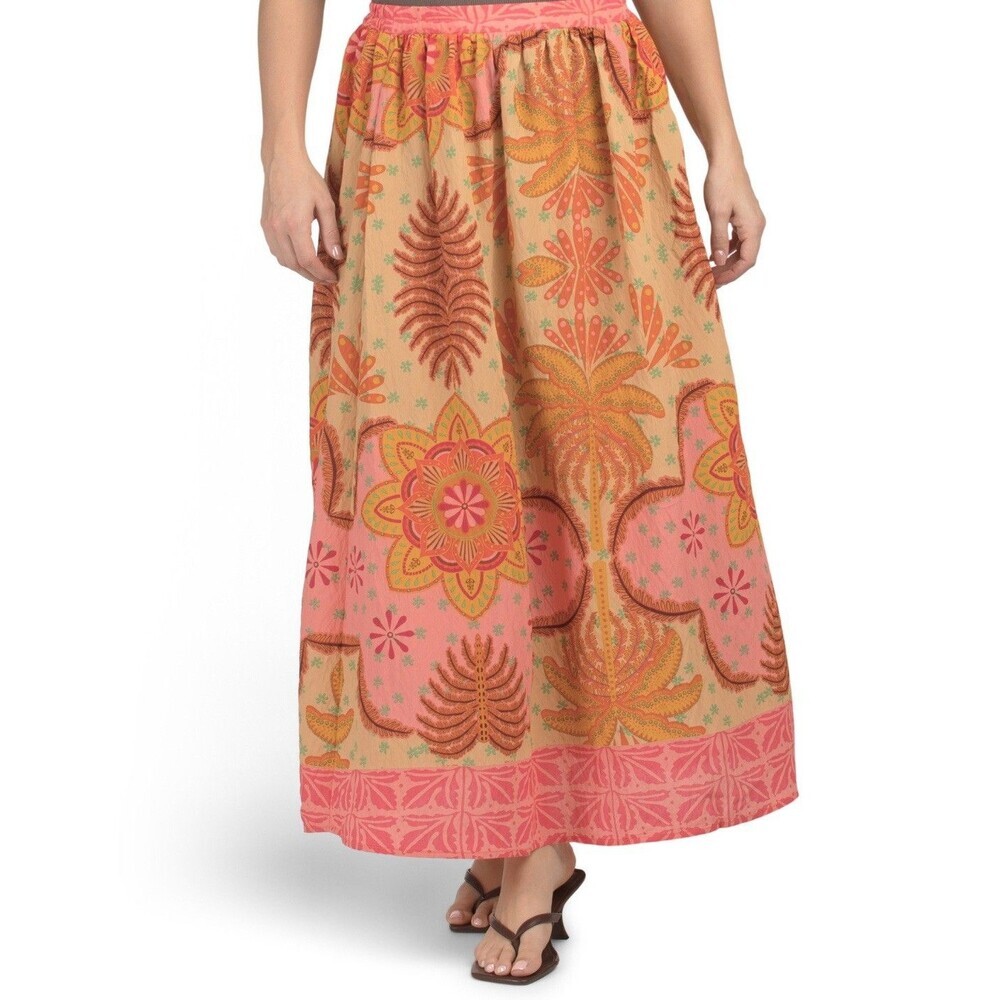NWT Calypso St. Barth Skirt Pink Orange Yellow Green Palm Trees Women XL New